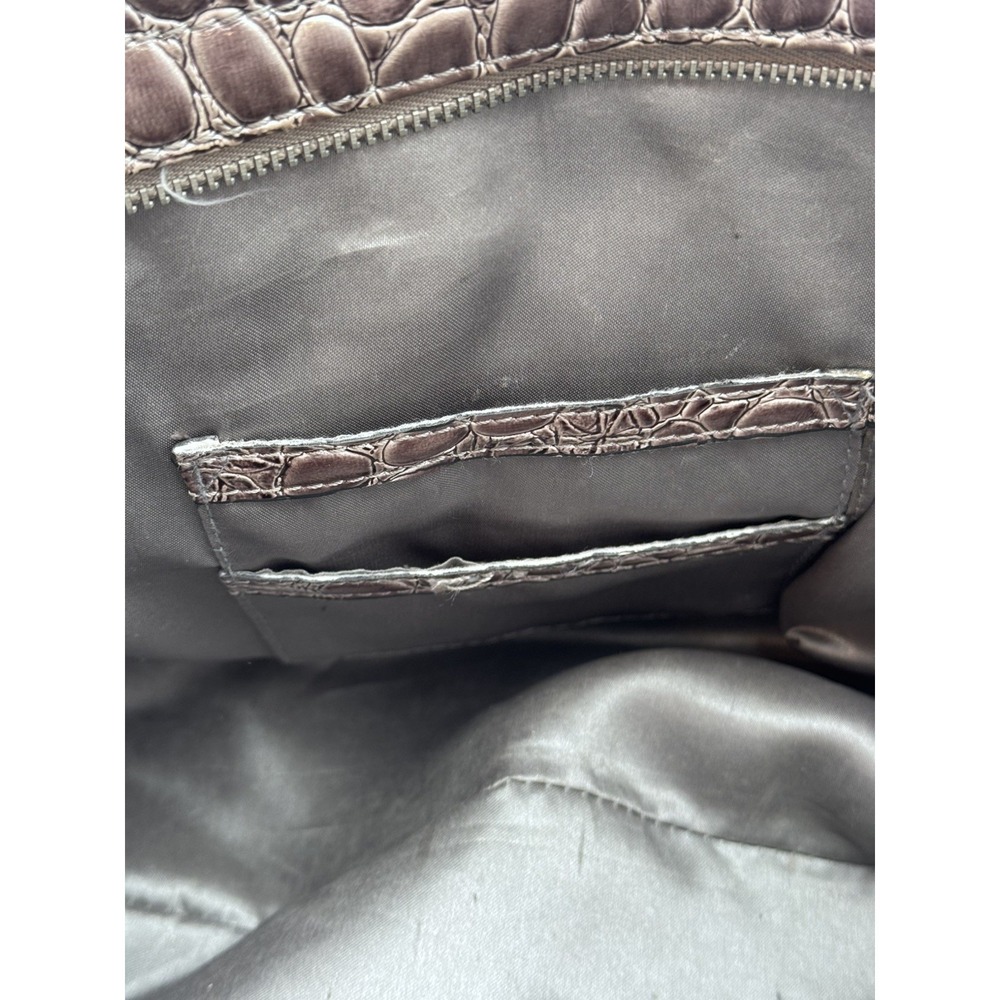 Vintage Y2K Guess Metallic Pewter Faux Croc Embossed Shoulder Bag w/ Silver HW - Picture 14 of 16